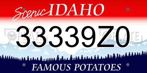 33339Z0 Idaho License Plate