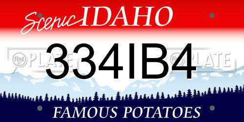 334IB4 Idaho License Plate
