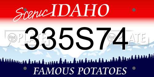 335S74 Idaho License Plate