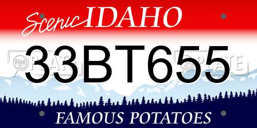 33BT655 Idaho License Plate