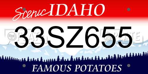 33SZ655 Idaho License Plate