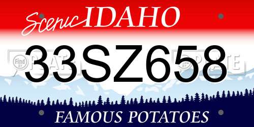 33SZ658 Idaho License Plate