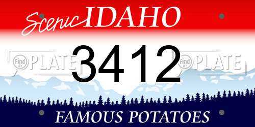 3412 Idaho License Plate