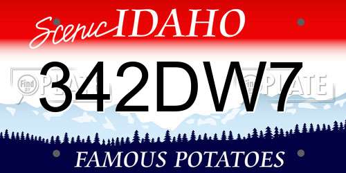 342DW7 Idaho License Plate