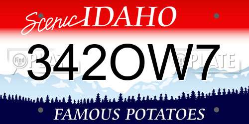 342OW7 Idaho License Plate