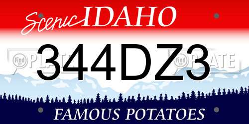 344DZ3 Idaho License Plate