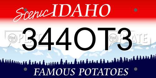 344OT3 Idaho License Plate
