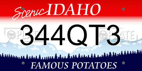 344QT3 Idaho License Plate