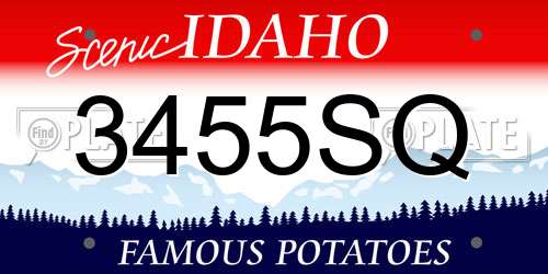 3455SQ Idaho License Plate