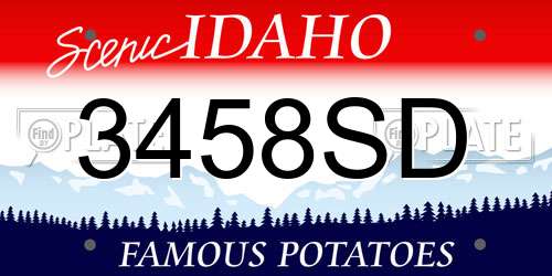 3458SD Idaho License Plate