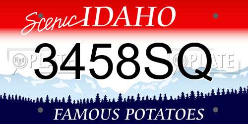 3458SQ Idaho License Plate