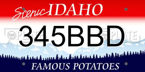 345BBD Idaho License Plate