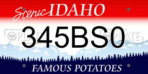 345BS0 Idaho License Plate
