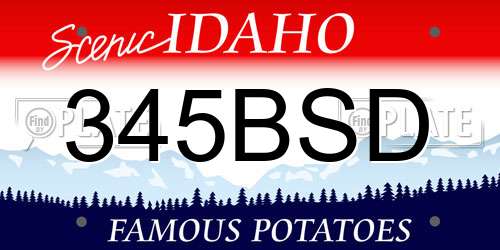 345BSD Idaho License Plate