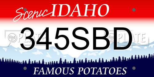 345SBD Idaho License Plate