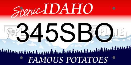 345SBO Idaho License Plate