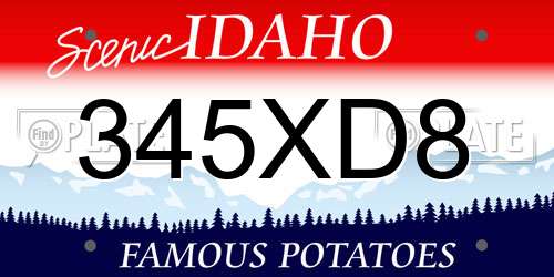 345XD8 Idaho License Plate