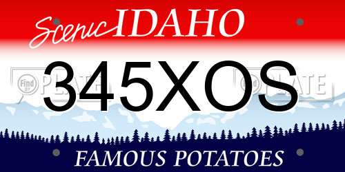 345XOS Idaho License Plate