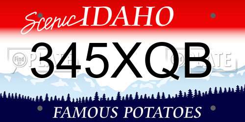 345XQB Idaho License Plate