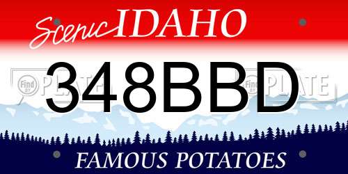 348BBD Idaho License Plate