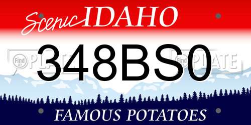 348BS0 Idaho License Plate