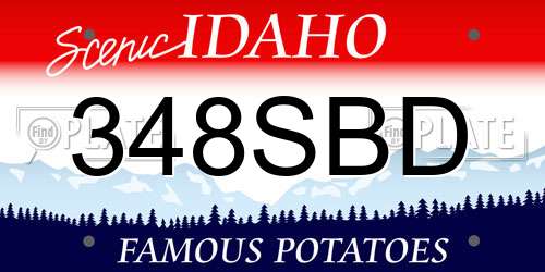348SBD Idaho License Plate