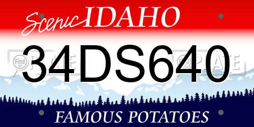 34DS640 Idaho License Plate