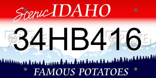 34HB416 Idaho License Plate