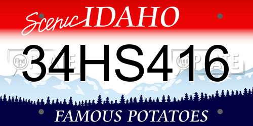 34HS416 Idaho License Plate