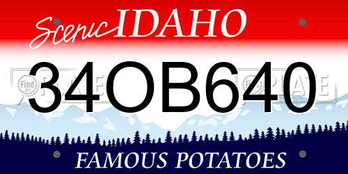 34OB640 Idaho License Plate