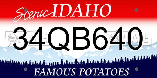 34QB640 Idaho License Plate