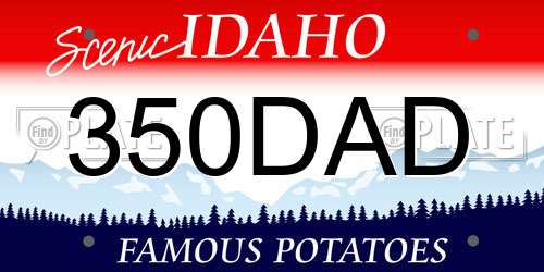 350DAD Idaho License Plate