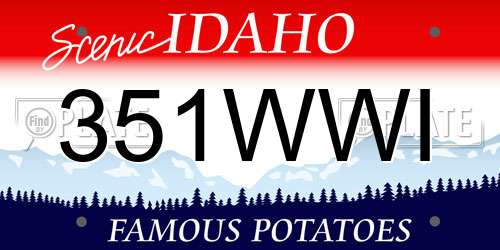 351WWI Idaho License Plate