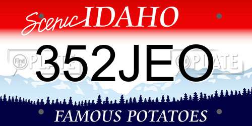 352JEO Idaho License Plate