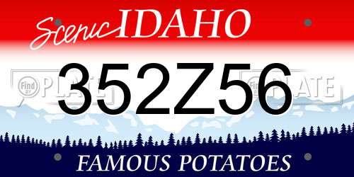 352Z56 Idaho License Plate