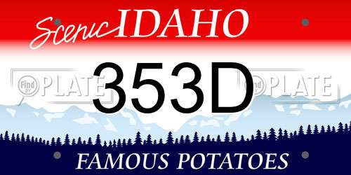 353D Idaho License Plate