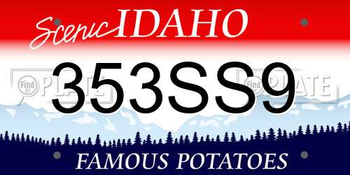 353SS9 Idaho License Plate