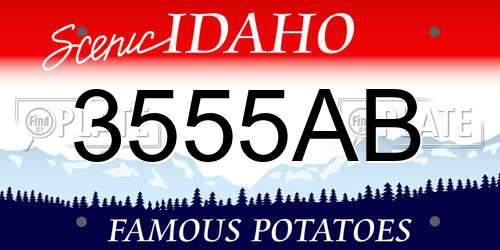3555AB Idaho License Plate