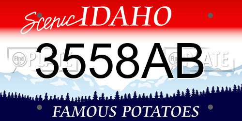 3558AB Idaho License Plate