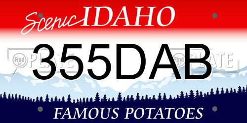 355DAB Idaho License Plate