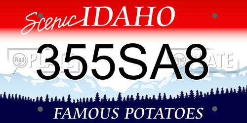 355SA8 Idaho License Plate