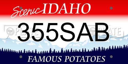 355SAB Idaho License Plate