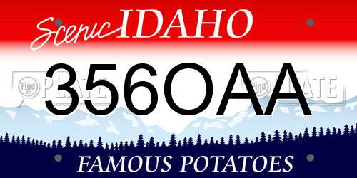 356OAA Idaho License Plate