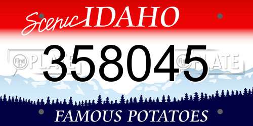 358045 Idaho License Plate