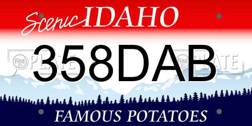 358DAB Idaho License Plate