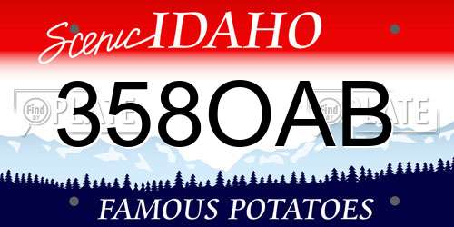 358OAB Idaho License Plate