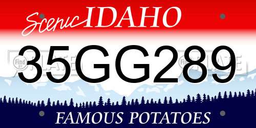 35GG289 Idaho License Plate