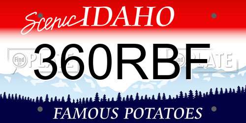 360RBF Idaho License Plate