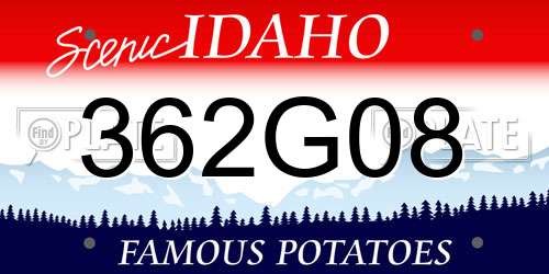 362G08 Idaho License Plate