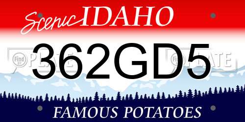 362GD5 Idaho License Plate